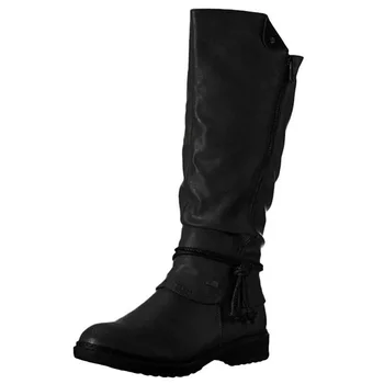 Moterys virš kelio batai plius dydis žiemos vakarų ponios batai, suapvalinti tne mados jojimo rudas juodas ilgas aukštakulniais batais 35-43