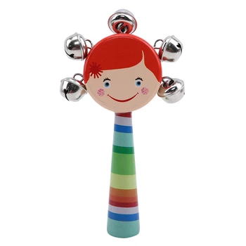 Kūdikių Barškučių Žaislai, Mediniai Mielas Animacinių Filmų Kūdikio Barškutis Muzikos Mokymo Spalvinga String Bell Lova Šypsosi Vaikams, Žaislai