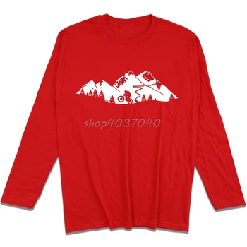 Pavasarį, rudenį, Kalnų Dviračiais, Kietas Print T Marškinėliai Mados Vyrų Medvilnės ilgomis rankovėmis T-shirt Cool Tees Harajuku Streetwear Fitneso