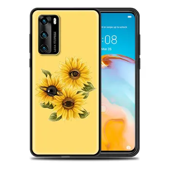 Prabangių Telefonų Atveju, Huawei 30 Lite Pro P Smart Z 2019 2021 S P40 P20 P10 Lite Juoda Korpuso Dangtelį Mielas Gėlių meno žvaigždė