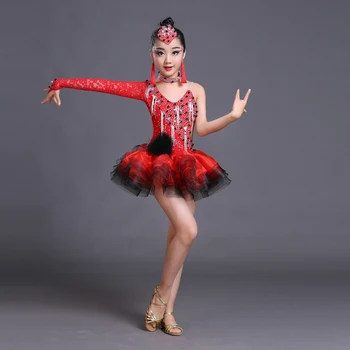 Lotynų flamenko sportinių šokių konkursas suknelės mergaitėms china rumba salsa samba tango, cha cha suknelė vaikai kostiumai vaikams