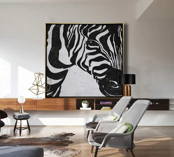 Abstrakti Zebra tapyba, Modernus Menas, Minimalistinę Tapybos Drobė Meno, rankomis dažyti negabaritinių Drobė, Tapyba