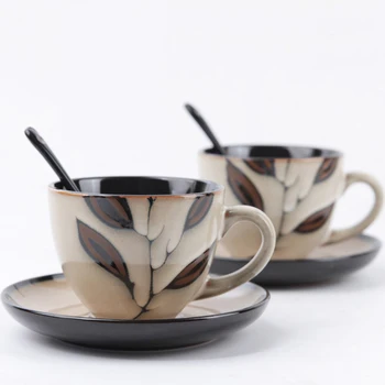 Derliaus kavos puodelių rinkinys Keramikos Puodelis puodelis ir lėkštes Šaukštu, Kaulų Kinijos arbatos puodelio dizainas tazas de kavinė espresso europos kavos