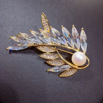 SHDIYAYUN 2019 Perlų Sagė Moterų Guality Aukso Austrijos Kristalų, Sagės, Segtukai, Natūralių Gėlavandenių Perlų Fine Jewelry Corsage