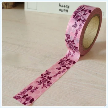 Gražus 15mm*10m aukštos kokybės washi popieriaus juosta/rožių ir drugelis kvapų japonija washi tape