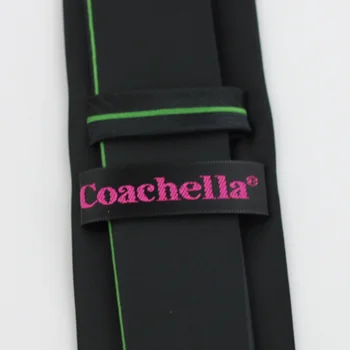 Coachella Ryšius Dryžuotas Juodas Kaklaraištis su Žalia Linija Skydelio Dizainas Necktie Mikropluošto Liesas Kaklaraištis 6cm