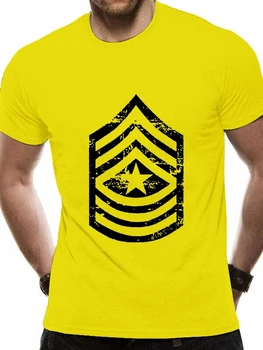 2021 naujųjų metų t-shirt de manga curta hipster dos homens do exército ar derliaus E - sargento pagrindinių reitingas veterano