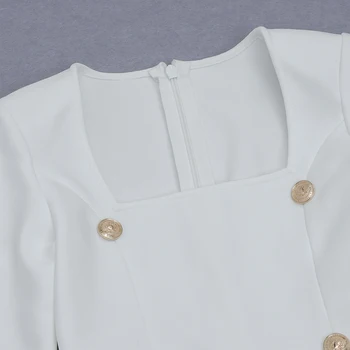 2021 m. Pavasarį Moterų Paprasta Temperamentas Kvadratinių Kaklo Nėrinių Susiuvimo Balta Bodycon suknelė Seksualus, Elegantiškas Mini Tvarstis suknelė Vestidos