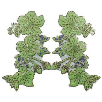5pair Žalia Karoliukai Hot Fix Cirkonio Geležies Kristalų Perdavimo Gėlių Dizaino Motyvas Aplikacijos Lopai Drabužių Apdailos T2420