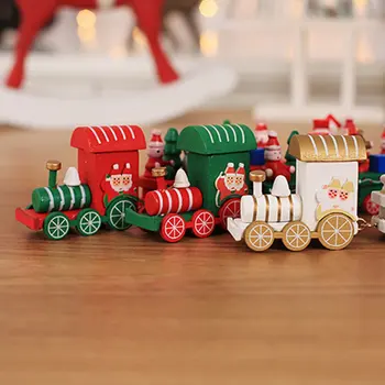 Kalėdinė Dekoracija Mini Kalėdų Medinis Traukinio Dekoro Santa Claus Dovanos Medinių Kalėdų Žaislas Traukinio