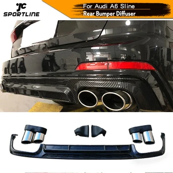 PP Automobilio Galinio Buferio Difuzorius Lūpų Spoileris Audi A6 S-line 2019 Galinio Buferio Difuzorius Lūpų Aptakas Ne S6 RS6