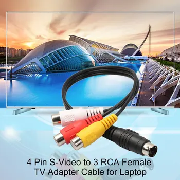 Audio Kabelis, 4 kontaktų S-Video į 3 RCA Moterų TELEVIZIJOS Adapterio Kabelis, skirtas Nešiojamas kompiuteris su Moterų RCA Uosto ir 4 Pin S-Video Prievado, Karšto
