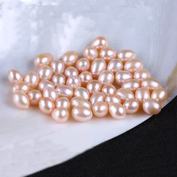 9.5 mm Pusiau gręžti AA Ryžių Prarasti Formos Perlų, Rausvos spalvos Gėlavandenių Sėklos Pearl