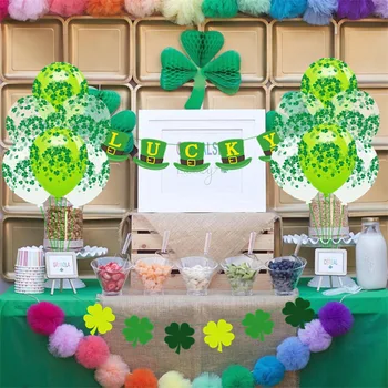 St. Patrick 's Day Party Apdailos St. Patrick' s Day Balionai Baneriai Pyragas Papuošalai Nustatyti Dobilų Žaliosios Šalies Prekių
