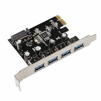 PCI-E Express 4 Port USB 3.0 Card Adapter w/15pin SATA Maitinimo Jungtis