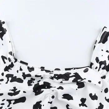 2020 Naujas Mados Aikštė Apykaklės Pieninių Karvių Modelio Suknelė Elegantiškas, Seksualus Bodycon Trumpas Rankovės Backless Mini Sundress Vestidos