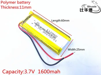 Nemokamas pristatymas Litro energijos baterija 3.7 V 1800mAh 112560 Ličio Polimerų Įkraunama Baterija, Akumuliatorius Li jonų lipo celė