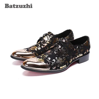 Batzuzhi Italija Modelis Vyrų Batų Dizainerio Odos Oksfordo Bateliai Vyrai Nėriniai-up Nurodė, Metalo Patarimas Vyrams, Suknelė, Batai ir Vestuvių Šalis