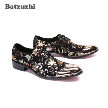 Batzuzhi Italija Modelis Vyrų Batų Dizainerio Odos Oksfordo Bateliai Vyrai Nėriniai-up Nurodė, Metalo Patarimas Vyrams, Suknelė, Batai ir Vestuvių Šalis