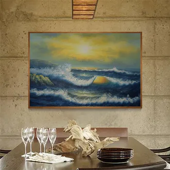 Rankomis dažyti aliejus, drobė, tapyba Marina tapyba už diningroom kambarį Sienų apdailai nuotraukos ir bangos, žuvėdros