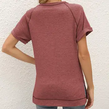 T-marškinėliai Kieto Spalvų Prarasti Viršuje Vasarą Moterys trumpomis Rankovėmis Kryžiaus Palaidinė Darbo