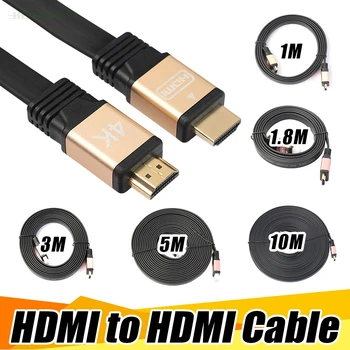 100vnt HDMI Kabelis 1m 1,8 m 3m 5m 10m ilgio Butas Vyrų Vyrų Aukso 4k HDMI 2.0 (4K x 2K) 1.4 V 1080P 2160p 3D HD LCD TV, kompiuterių
