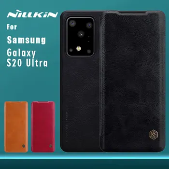Samsung Galaxy S20 Ultra Atveju NILLKIN Čin Verslo Apversti Odinis dėklas Kortelės Lizdas Galinio Dangtelio Samsung Galaxy S20 Ultra Atveju