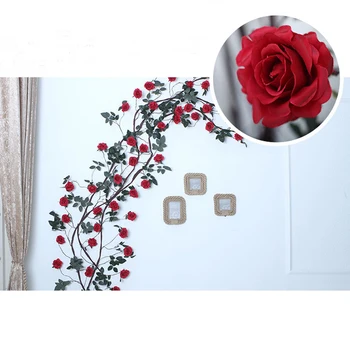 300cm Ilgio Eilutę Raudona Rožė, Dirbtinių Gėlių Vynmedžių Vestuves Fono Sienos Kabo Dekoro Netikrą Gėlių Pintais