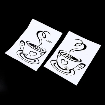 Juodos Kavos Puodeliai Sienos Meno Lipdukai PVC Kavos Lipdukas, Decal Apdaila, Virtuvės Kavinė Restoranas 