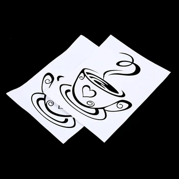 Juodos Kavos Puodeliai Sienos Meno Lipdukai PVC Kavos Lipdukas, Decal Apdaila, Virtuvės Kavinė Restoranas 