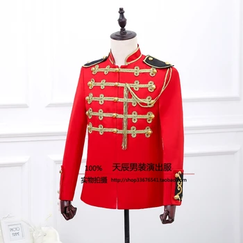 S-2XL!!! 2018 Mados royal pakrovimo oficialų suknelė vyrų veiklos, dėvėti vyriški drabužiai, raudonas kostiumas dainininko drabužiai