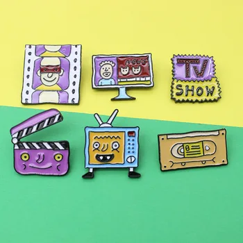 XEDZ Animacinių filmų TELEVIZORIUS, diktofonas juosta antenos kino emalio pin vaikų, vyrų ir moterų metalo ženklelis pankų drabužių atvartas sagė dovanų