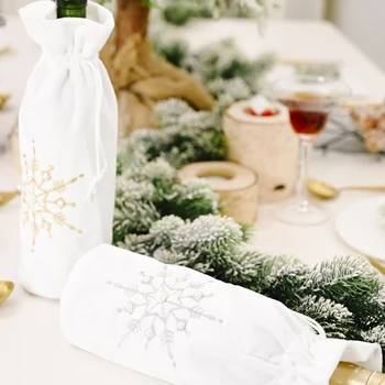 2020 Naujas Vyno Butelis Padengti Dovanų Maišelis Sniego Granulių Baltos Kalėdų Vyno Butelį, Maišelį Kūrybos Dovanos, Namų, Šeimos Švenčių Šalies Prekių