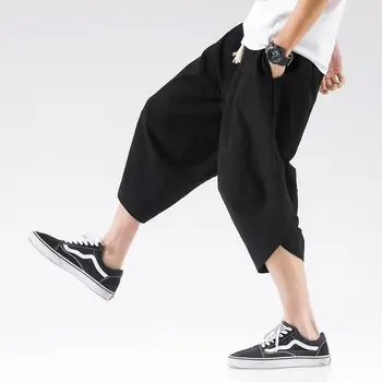 2021 Naujas Harajuku Medvilnės Skalbiniai Mens Haremo Kelnės Vasaros Vyrų Atsitiktinis Blauzdos Ilgio Kelnės Kietas Plius Dydis Baggy Pants Kelnės