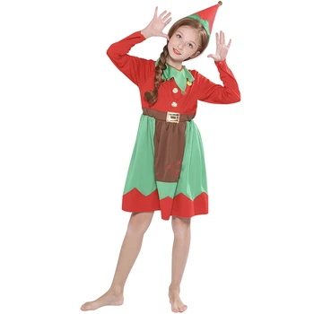 Eraspooky Kalėdų Senelis Dress Merginos Kalėdų Elf Kostiumas Vaikams, Naujų Metų Karnavalas Fancy Dress Nuslėpti Festivalis Cosplay Skrybėlę