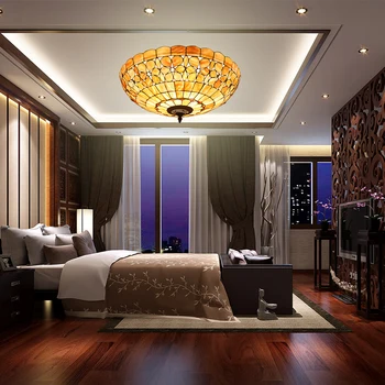 20inch Tiffany Viduržemio jūros regiono stiliaus natūralaus lukšto lubų šviesos blizgikliai naktį šviesos diodų (led) lempos, grindų baras namo apšvietimas