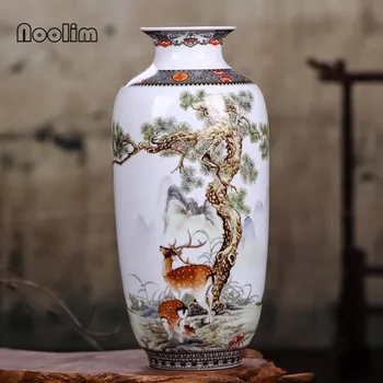 Jingdezhen Keramikos Vaza Vintage Stiliaus Kinijos Gyvūnų Procelain Vaza Bauda Lygaus Paviršiaus Namo Patalpų Įrengimui Skirti Dirbiniai