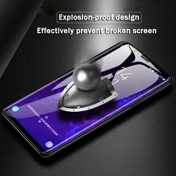 UV Grūdintas Stiklas Samsung s10e s10 S9 S8, S7 Krašto 5D Visa Skysti Klijai Screen Protector For Samsung Galaxy Note 9 8 S8 S9 Plus