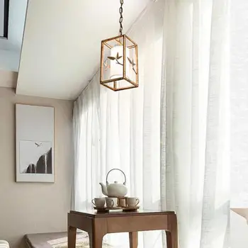 Modernių Namų Vario Pakabos Šviestuvas Paprasta Derliaus kambarį lempos, Miegamojo lovos studijų Stačiakampio formos Led lempos