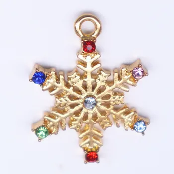 Aukso spalvinga kristalų snaigės pakabukai metalo sniego karolius, Kalėdų papuošalai priėmimo 