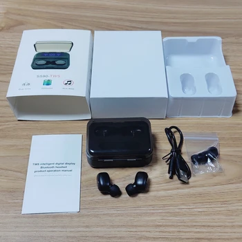 Aukštos Kokybės Skaitmeninis Ekranas S590 TWS Bluetooth5.0 Belaidės Ausinės 9D Stereo Ausinių Touch Kontrolės Nešiojamų Sporto Ausinės