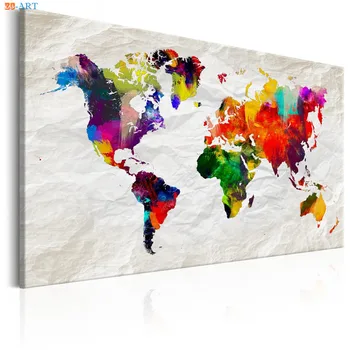 Spalvinga Pasaulio Žemėlapį, Drobė, Tapyba Abstraktus, Plakatų ir grafikos Modernios Sienos Menas Nuotraukos Namų Puošybai