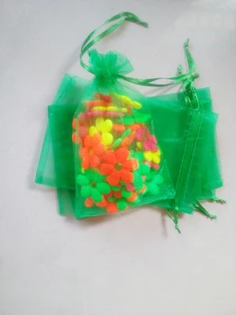 50pcs Žolė žalia organza dovanų maišeliai 11x16cm šalies krepšiai moterų atveju Raišteliu maišelį Papuošalai Ekranas Maišelis Maišelis 