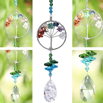H&D Kristalų Suncatcher Gyvybės Medis Langą Ornamentu su 38mm Crystal Prism 