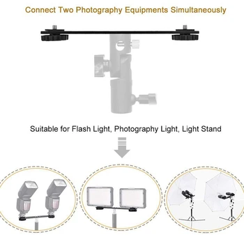 8 colių Dual Flash Kameros stovas Trikojis Laikiklis 1/4 Varžtas 3D Stereoskopinis Fotografijos DSLR Fotoaparato Priedai
