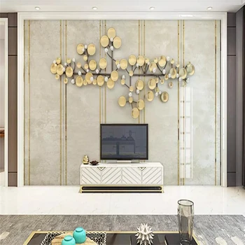 Dekoratyvinės tapetų Aukso juostele 3d stereo sofa fono sienos