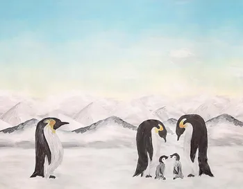 Vinilo audiniu horizontalus mielas pingvinas Fone Kompiuterio Dažytos Vaikų Fotografija Backdrops fotostudija