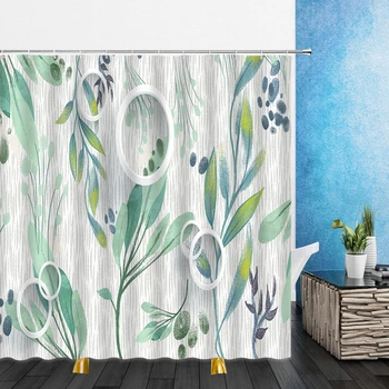 Karikatūros Lapai Dušo Užuolaidos Žalieji Augalai, Gėlės, Kaktusas Kraštovaizdžiu 3D Vonios kambarys, Namų Dekoro Vandeniui Poliesterio Audinio Užuolaidos
