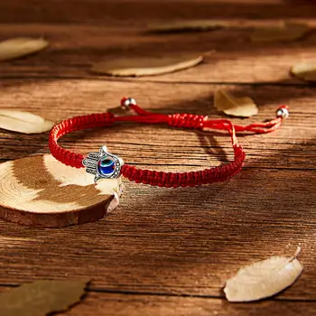 Rinhoo turkijos Blogio Akių pasisekė vertus Raudona Tinklelio Apyrankę lydinio raudona Pynimo virvę pakabukas apyrankę žavesio Apyrankę moterų papuošalai dovana