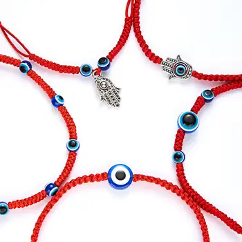 Rinhoo turkijos Blogio Akių pasisekė vertus Raudona Tinklelio Apyrankę lydinio raudona Pynimo virvę pakabukas apyrankę žavesio Apyrankę moterų papuošalai dovana